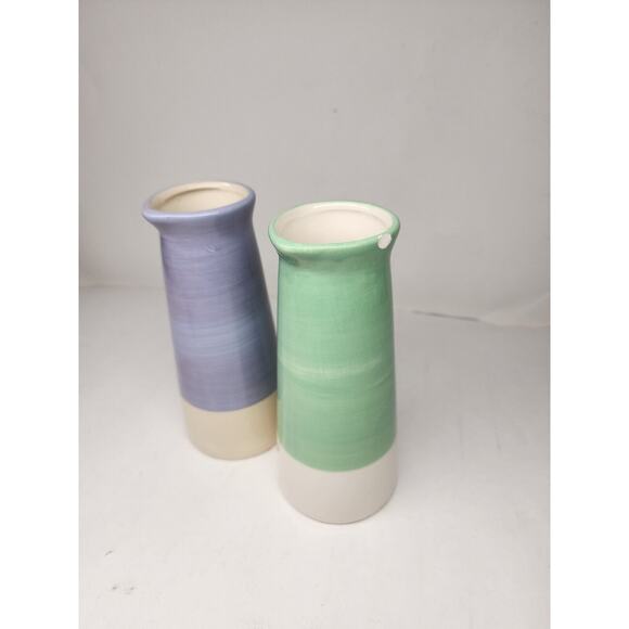 2 Pcs Ceramic Vase Green Purp Flower Vase for Modern Home Decor Living Room Read - Picture 2 of 4